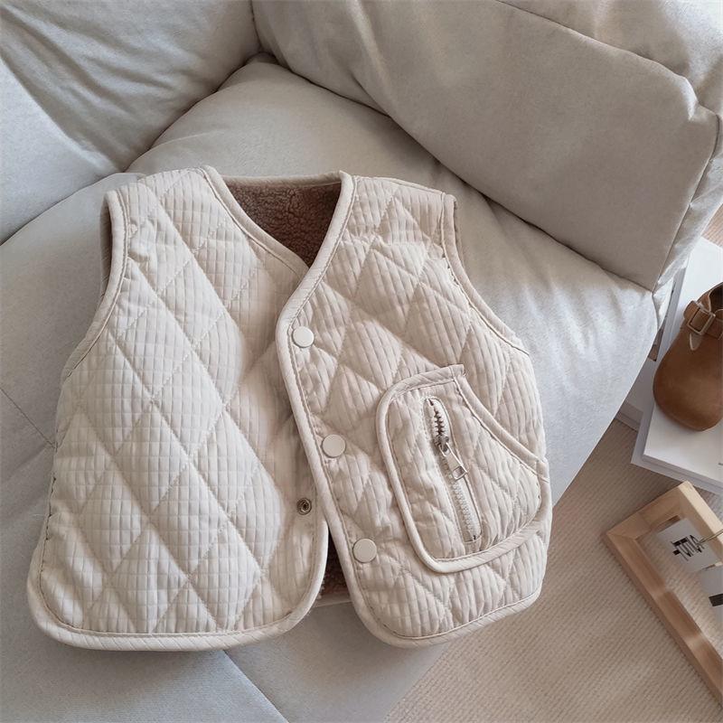 Детский жилет без рукавов из овечьей шерсти на флисовой подкладке для весны и осени - Унисекс