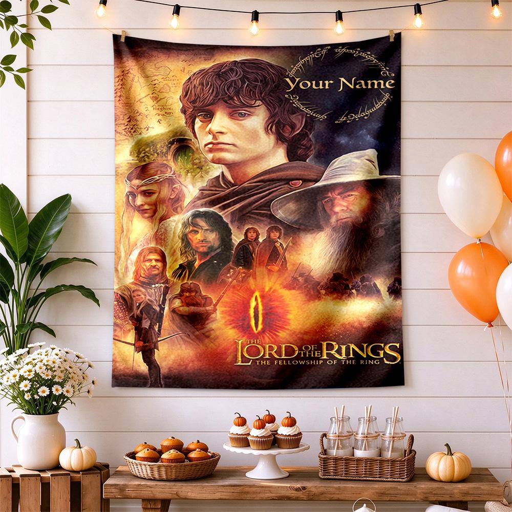 Lord Rings Customize Your Name Tapestry Lightweight Tapestry Non-Fading Color Suitable for Bedroom Wall All-Season Use
