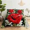 Red Rose Bed Sheets and Pillowcases for Double Beds Single 3D Flower Bedsheets Set with Pillow Case 2pcs 3pcs Queen Full Size