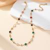Colorful Glass Long Y-Shaped Necklace Metal Collarbone Chain Gold Silver Color Tassel Necklace Party Body Jewelry