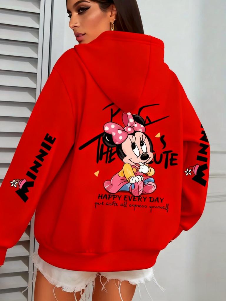 Винтажный пуловер оверсайз с принтом Минни Маус Дисней Женский Мужской Повседневная толстовка Уличная мода Топы Весна Осень Мода