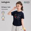 Pudding Haru Girls' 3D Cherry Print T-Shirt