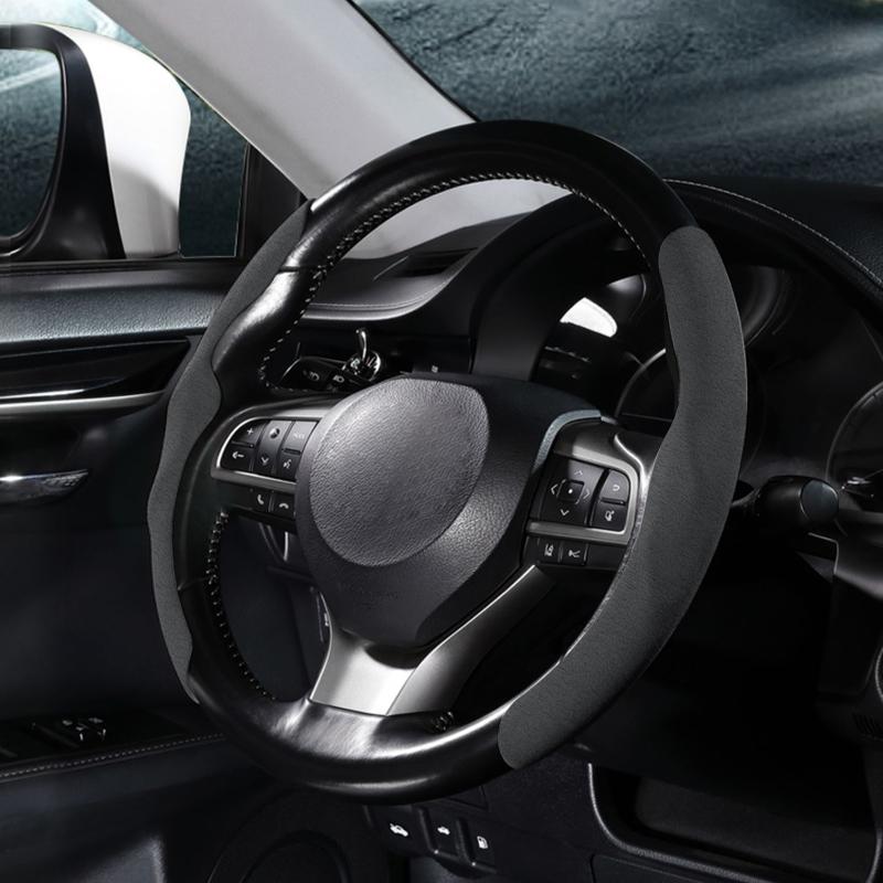2Pcs Suede Car Logo Steering Wheel Cover For Bmw E46 E90 E60 F10 F30 E39 E36 F20 E87 F20 F40 E88 M Performance M2 M3 M4 M5 M6 jvzp41