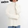 Women's High-neck Jumper Autumn and Winter Temperament and Elegant Commuting Versatile Solid Colour Shoulder Sleeve Jumper