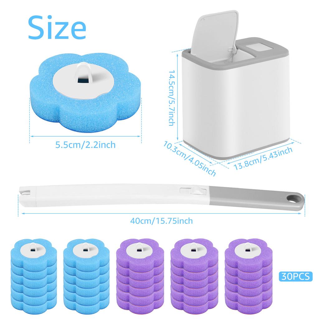 30/36 шт. Туалетная щетка Одноразовая сменная головка Набор для чистки Длинная ручка Настенный Набор инструментов для чистки унитаза Аксессуары для унитаза