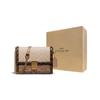 COACH Hutton Leather With Snake Skin With Coated Canvas Small Square Bag, Shoulder Bag, Crossbody Bag Women's Brown 89068-B4PVR