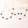 Комплект украшений Lucky Flower для женщин, новый комплект из 3 предметов: ожерелье, браслет, серьги-гвоздики с клевером