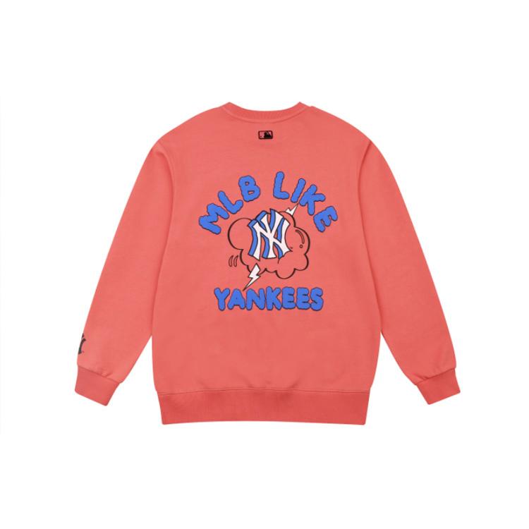 MLB New York Yankees Sweatshirts Unisex Pink Crew Neck Moderate Regular 31MT02041-50O