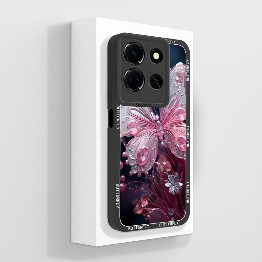 Для Infinix Note 30 40 50 Pro Plus 50S 50x Красивые хрустальные чехлы для телефона с бабочками Защитная пленка Жидкий силикон Пылезащитный чехол Для Infinix Casing