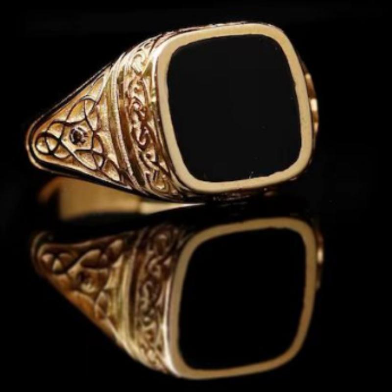 Новое винтажное кольцо в европейском и американском стиле с резной квадратной модой, креативное мужское кольцо из сплава, наконечник