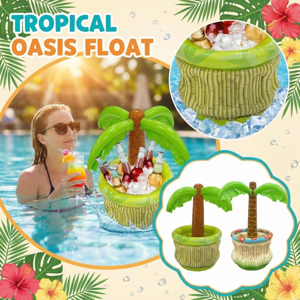 Inflatable Tree Cooler, Hawaiian Luau Party Drink Holder, Floating Pool Beverage Bucket For Summer Beach, Pool Party & BBQ