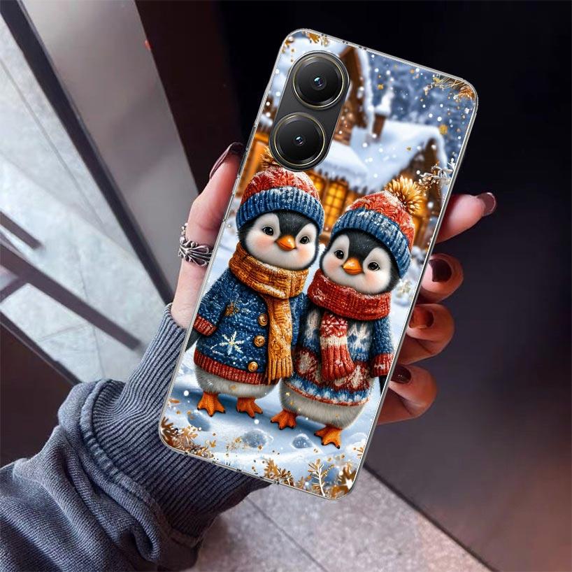 Christmas Penguin Phone Case For Xiaomi Poco X7 X6 X5 Pro F7 Ultra Redmi 15C 15 13 13C 12 12C 10 10A 10C 9 9A 9C 9T Shell Poco X