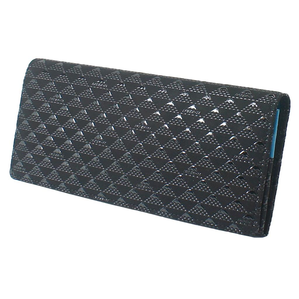 Inden Long Wallet with Coin Deerskin Fuji Black Background X Black Lacquer [Indenya] Purse, Takane, Mt. Pattern, 2808-01