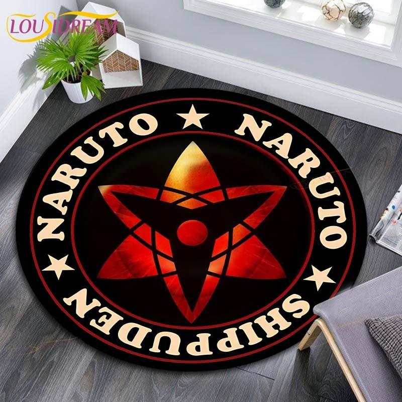 Круглые коврики с рисунком Наруто, геометрические противоскользящие напольные коврики для гостиной, декор для комнаты, домашние коврики, коврик для игр в стиле Наруто, детский коврик