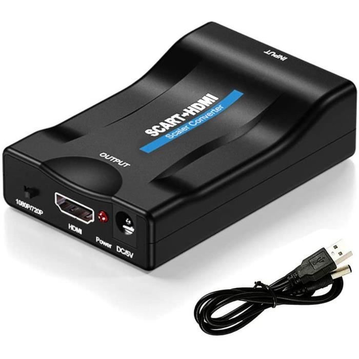 Convertisseur Peritel vers HDMI, Adaptateur Peritel vers HDMI Convertisseur Audio Vidéo Commutateur Full HD 1080P - 720P, Adaptateur