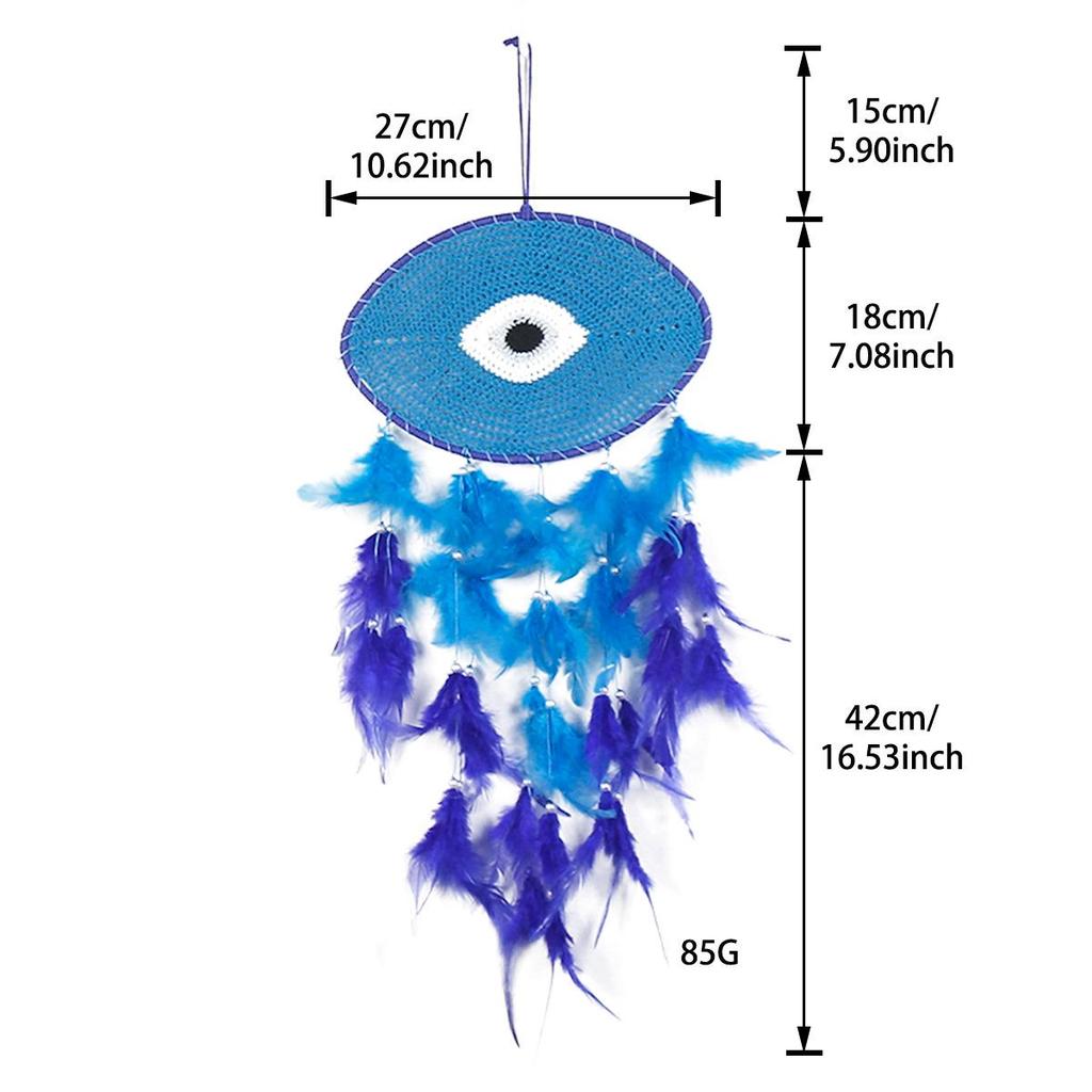 Evil Eye Feather Dream Catcher Pendant - Handmade Decorative Woven Craft