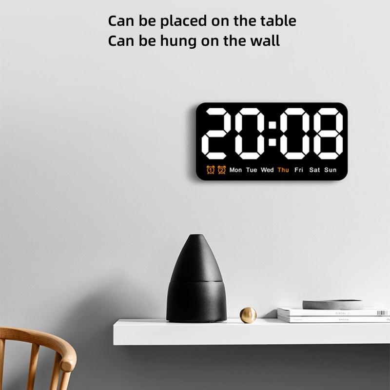Настенные часы с большим экраном для гостиной, цифровые часы с голосовым управлением, повтором температуры, отображение даты, USB 12/24H, настольные светодиодные часы