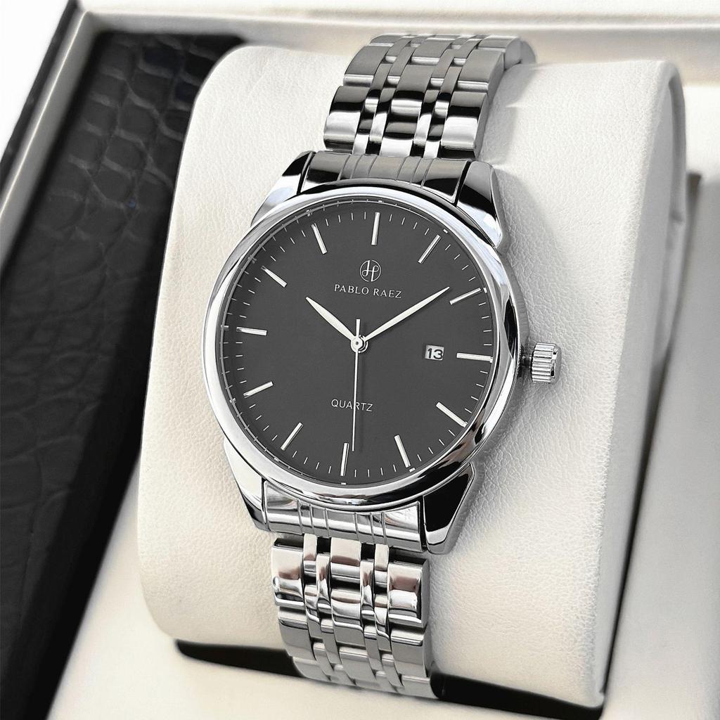 Мужские черные водонепроницаемые кварцевые часы PABLO RAEZ с датой