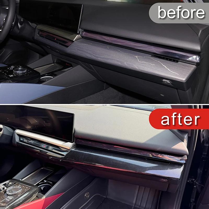 ABS Carbon fiber texture dashboard decorative panel is suitable for interior accessories For BMW 5 Series i5 G60 2024-2025