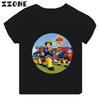 Hot Sale Fireman Sam Print Cartoon Kids Tshirt Funny Girls Clothes Baby Boys Black Short Sleeve T shirt Children TopsTH2450