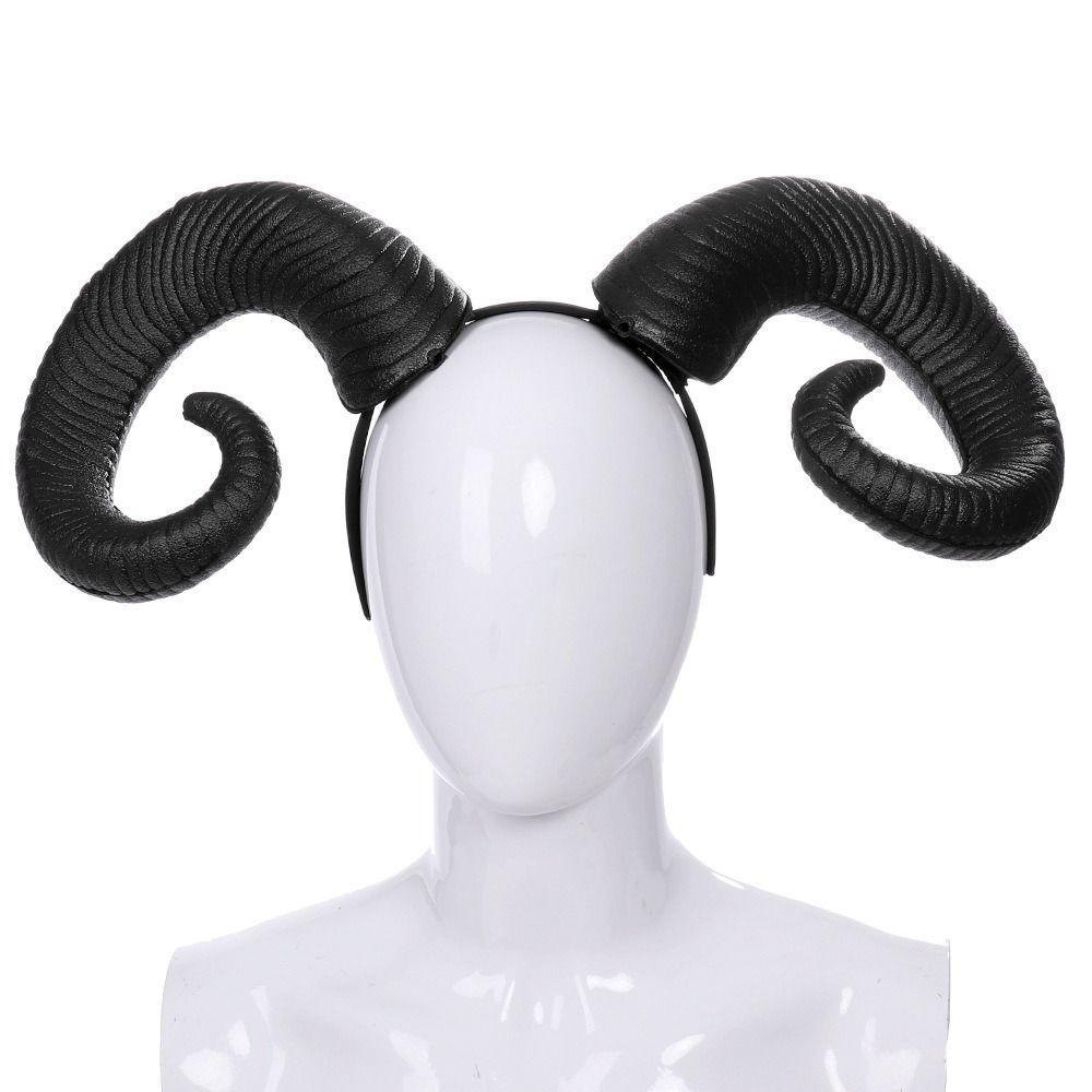 Headpiece Halloween Demon Horns Headband Pu Devil Ox Horn Hairband Novelty   Dressing Up Props