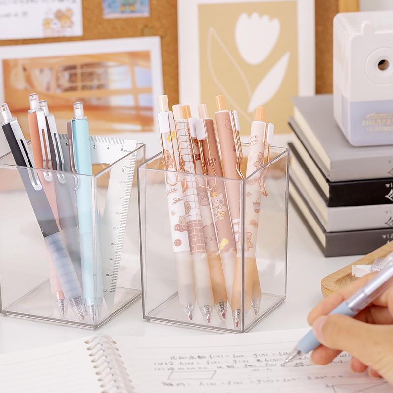 Креативный студенческий акриловый держатель для ручек в стиле MUJI - Прозрачный настольный органайзер