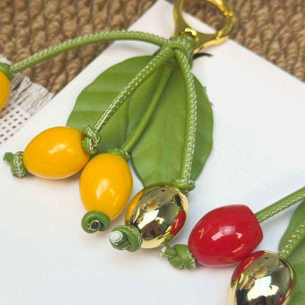 Pu Leather Cherry Keychain Elegant Bag Pendant Cute Fruit Bag Charm Key Ring
