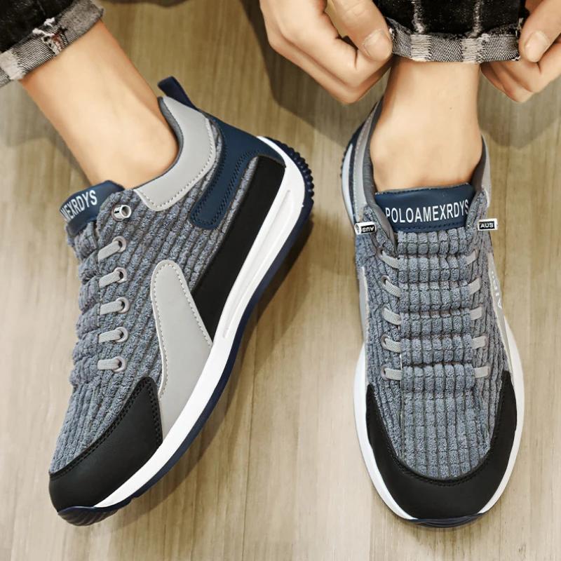 Men's Sneakers Lace-up Sports Running Shoes for Men  Designer Breathable Sneakers Casual Corduroy Sneakers Zapatillas Hombre