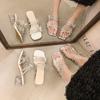 Fairy Rhinestone Butterfly Wind Slope Heel Cool Slippers Female Summer Wear Beautiful New Word with Square and Sandals