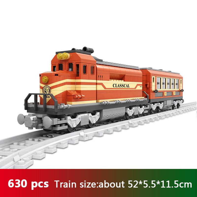 Ausini City Train Model Building Blocks Wagon Cargo Carriage Passenger Train Station Rail Tracks Locomotive Construction Toys