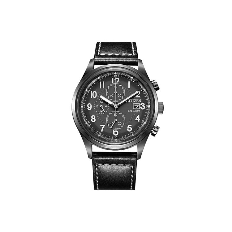 Citizen Коллекция Eco-Drive Часы на солнечной батарее Ремешок из натуральной кожи Мужские часы Черный циферблат CA0627-09H