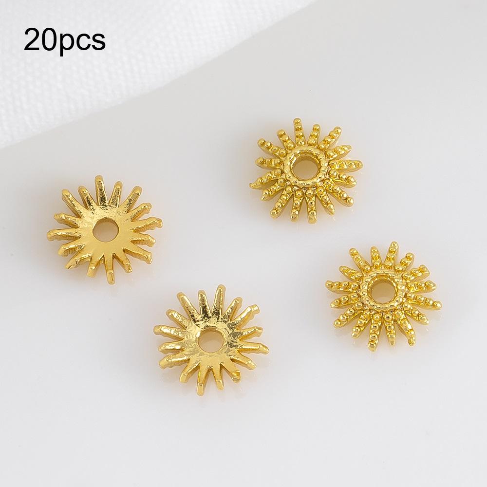 10pcs 15pcs 20pcs 18K Gold Plated Leaf Flower Bead Caps Bracelet Necklace Crafts Round Bead Cap DIY Jewelry Making Accessories