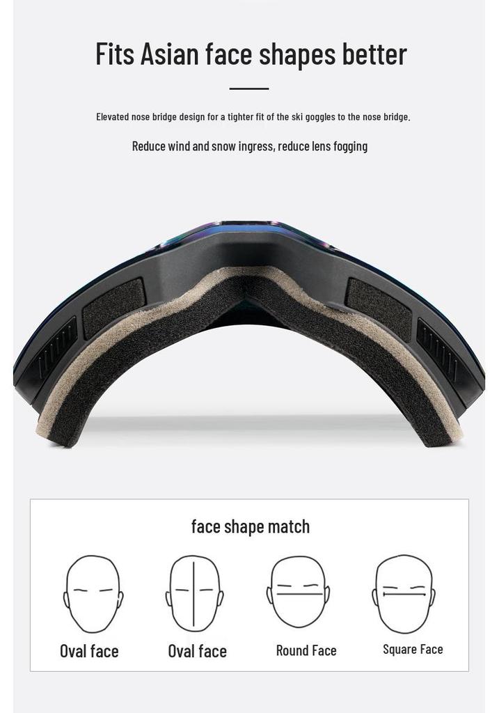 Magnetic Quick-Release Anti-Fog Ski Goggles with Sun and Wind Protection for Outdoor Snow Sports, Compatible with Myopia Lenses