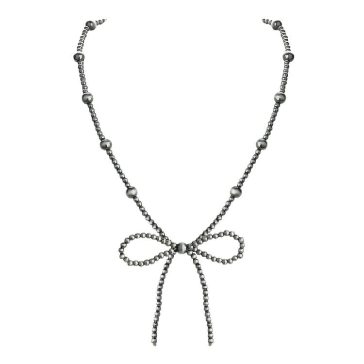 Delicate Bowknot Necklace Turquoise Beaded Choker Sophisticated Bowtie Pendant Clavicle Chain Wedding Accessory