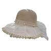 Summer new pearl bow mesh gauze hat women's travel sunscreen visor seaside vacation basin hat shows small face