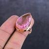 Natural Pink Kunzite Gemstone Handmade Copper Jewelry Ring Size 9 G3f39