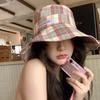 Клетчатая шляпа рыбака, детская летняя новая модная шляпа для путешествий и отпуска, солнцезащитная шляпа с большими полями