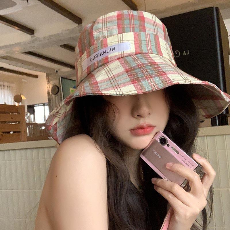 Клетчатая шляпа рыбака, детская летняя новая модная шляпа для путешествий и отпуска, солнцезащитная шляпа с большими полями