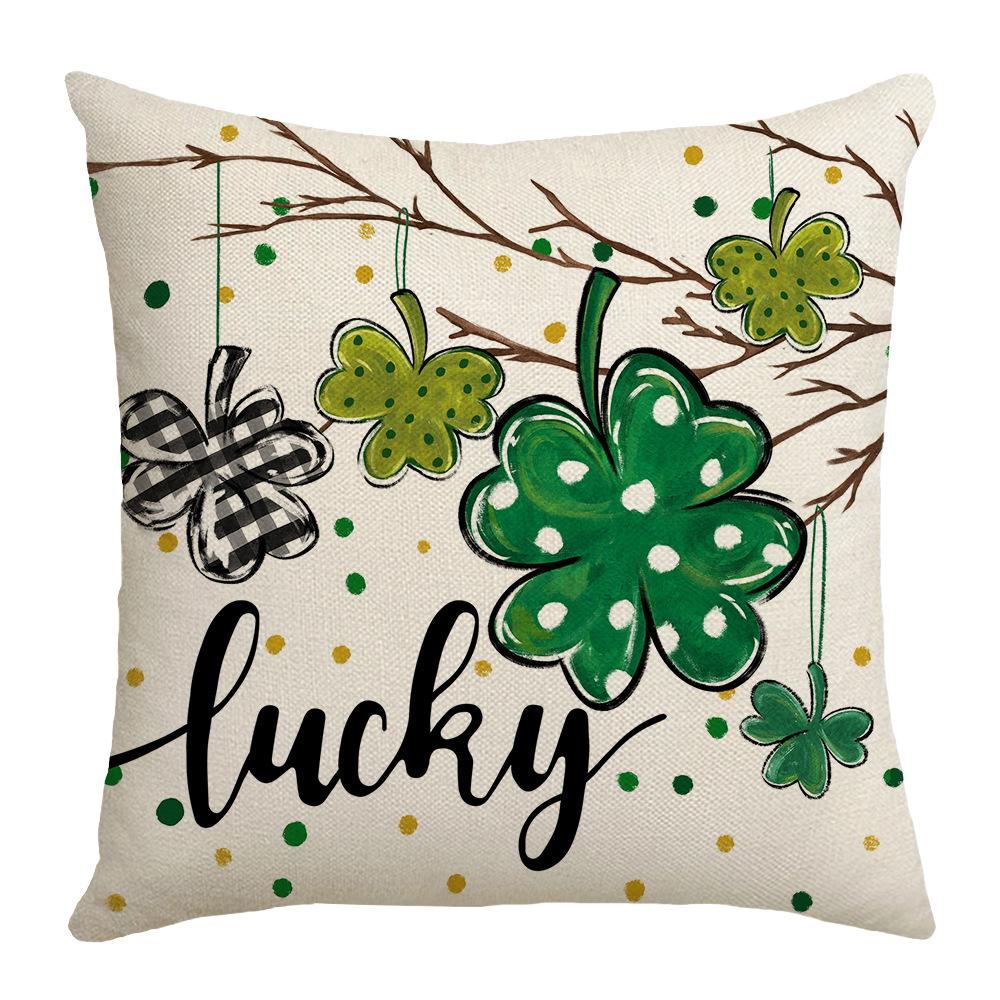 New St. Patrick's Holiday Decorative Pillow Case Home Sofa Lucky Letter Printed Waist Pillow