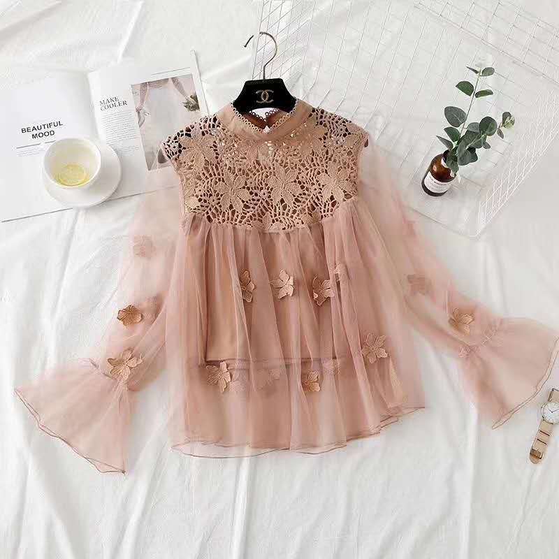 GMXIA Женские модные повседневные весенне-осенние однотонные блузки и рубашки с круглым вырезом и длинными рукавами с принтом