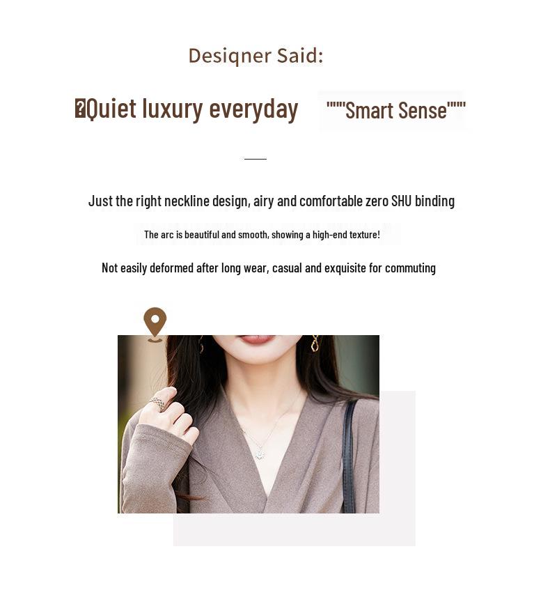 Women's Fashionable Slimming V-Neck Casual Base Shirt - Autumn/Winter 2025 Collection