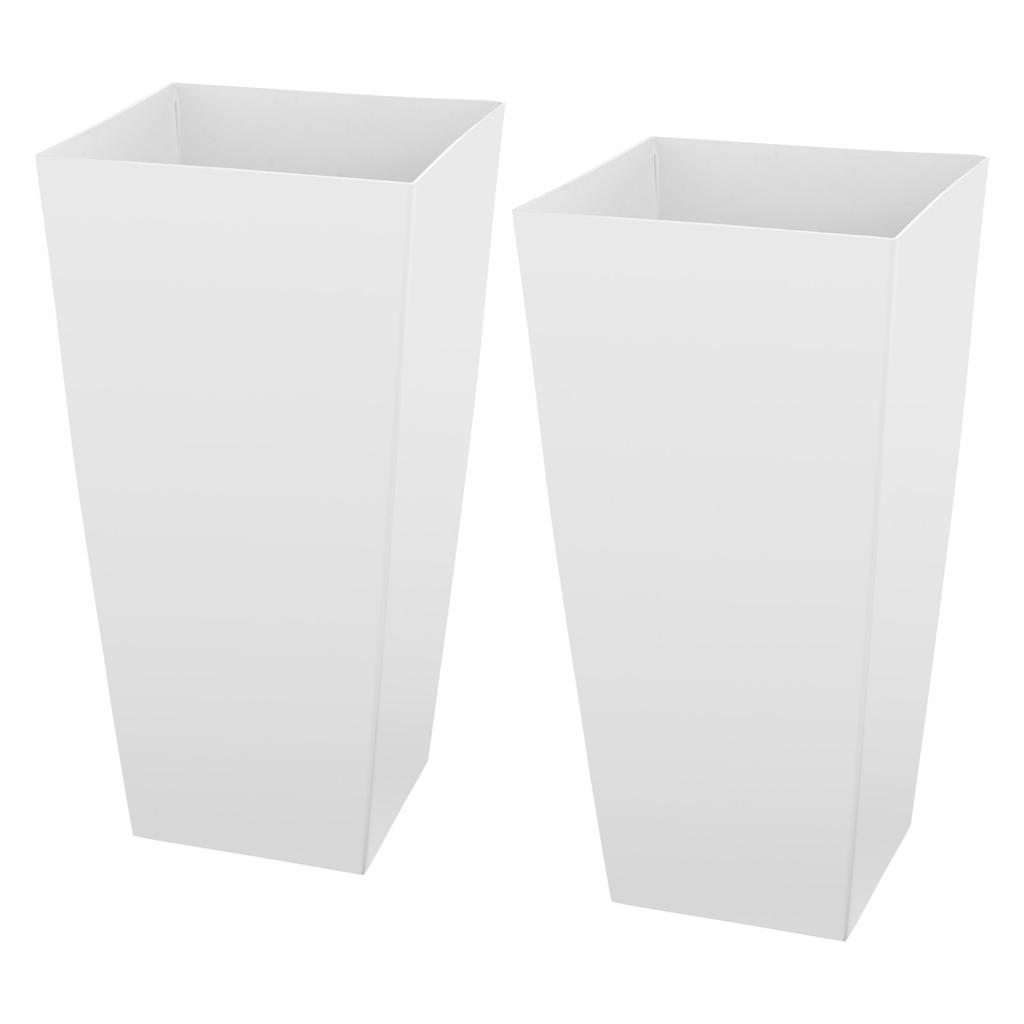 Tall Planters Set of 2, 665 mm Large Outdoor Taper Planters for Outdoor Indoor Plants, Front Porch Plastic Modern Flower Pots with Casters, Inner Pot