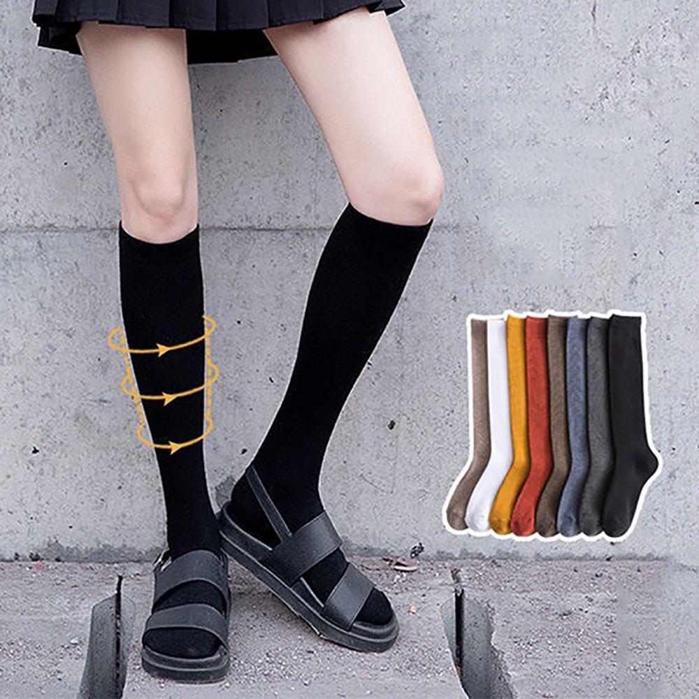 Elastic Sexy For Girl Student Solid color Cotton Hosiery Women Stockings Knee High Socks Calf Sock