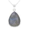 [R1021] - Artisanal Silver Necklace 'Mineralia' Silver Labradorite - 18x14 Mm