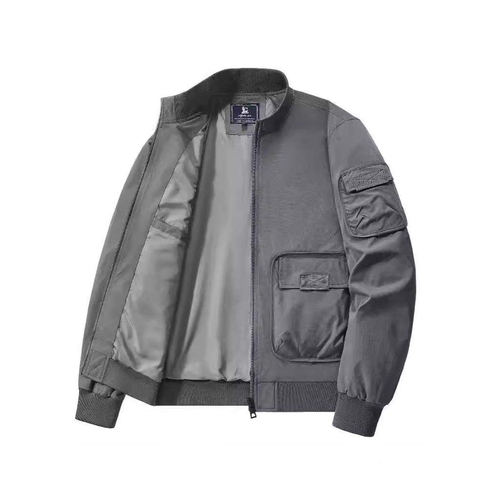 Мужская куртка свободного покроя с длинными рукавами на весну и осень, однотонная повседневная куртка