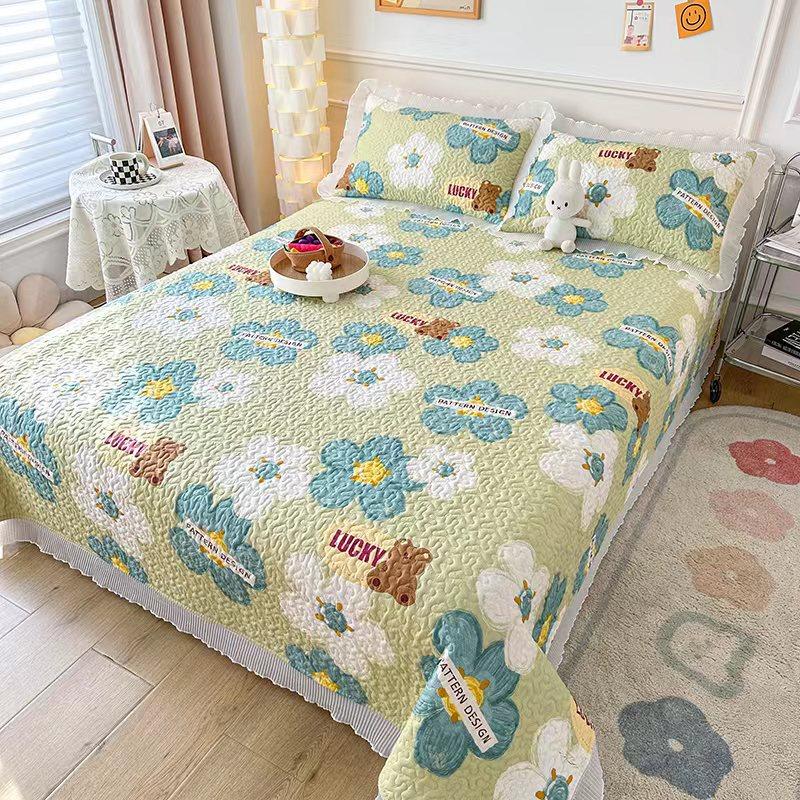 Новый комплект из трех предметов с жемчужным хлопковым покрывалом Fairy с стиркой в ​​пресной воде и хлопковым кружевным покрывалом