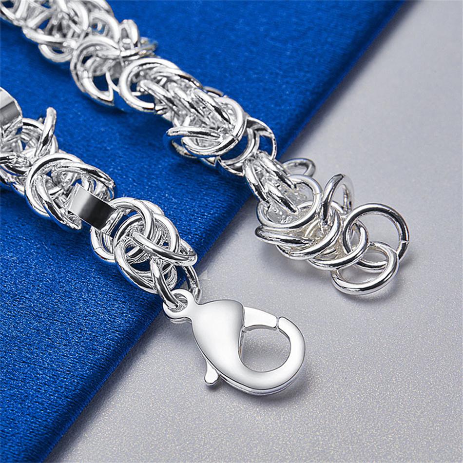 925 Sterling Silver 8 Inches Fine Braided Bracelet Punk Men Women Fashion Wedding Gift Jewelry Charm Party