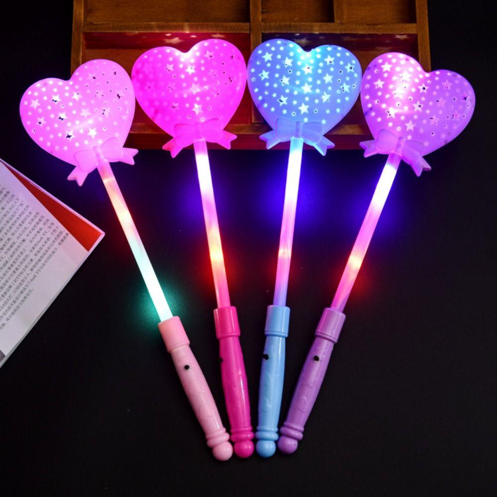 Flash Stars Heart Fairy Flashing Wands Luminous Prop Flash Stars Heart Fairy Stick Kids Toy
