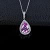 S925 Sterling Silver Pear-Shaped Pink Gem Pendant Necklace for Formal & Evening Wear, Birthday & Anniversary.