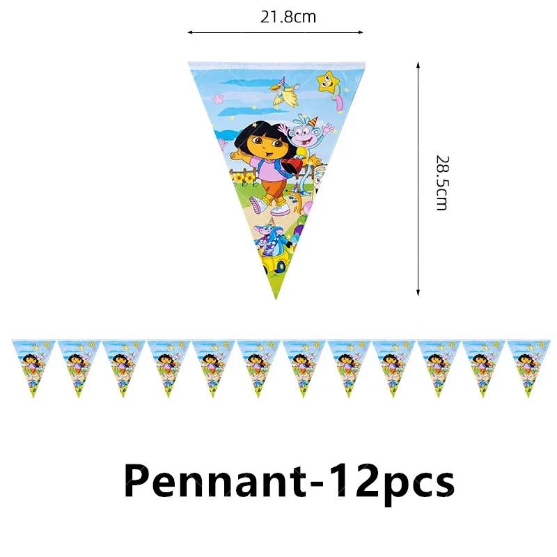 Dora Balloon Cartoon Girl Ballons Happy Birthday Banner Party Decoration Monkey Cake Topper Supplies Gift Disposable Tableware
